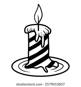 Hand drawn striped candle doodle