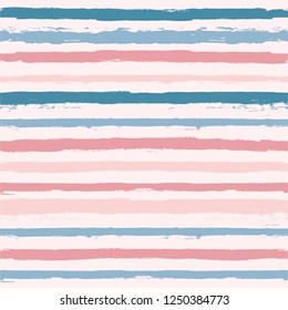 Hand drawn striped pattern, blue and pink baby stripe seamless background, for wrapping, wallpaper, textile. paint ink brush strokes. vector grunge stripes, cute paintbrush line backdrop