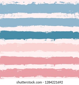 Hand drawn striped pattern, blue and pink baby stripe seamless background, for wrapping, wallpaper, textile. paint ink brush strokes. vector grunge stripes, cute paintbrush line backdrop