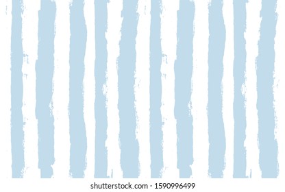 Hand drawn striped pattern, delicate blue navy stripe seamless background, childish pastel brush strokes. vector grunge stripes, cute baby paintbrush line backdrop