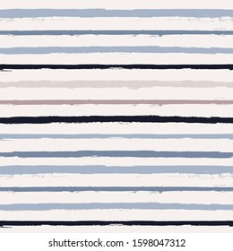 Hand drawn striped pattern, delicate navy stripe seamless background, pastel brush strokes. vector grunge stripes, navy paintbrush line backdrop