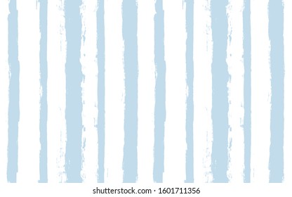 Hand drawn striped pattern, delicate blue navy stripe seamless background, childish pastel brush strokes. vector grunge stripes, cute baby paintbrush line backdrop