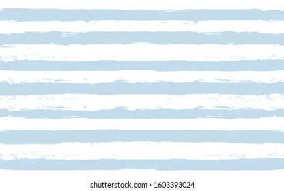 Hand drawn striped pattern, delicate blue navy stripe seamless background, childish pastel brush strokes. vector grunge stripes, cute baby paintbrush line backdrop