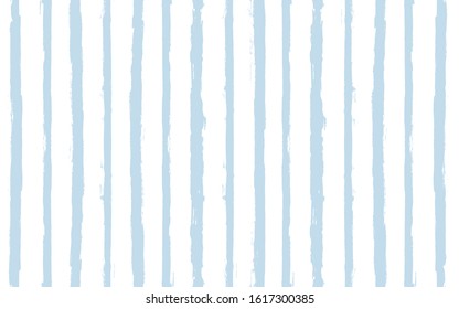 Hand drawn striped pattern, delicate blue navy stripe seamless background, childish pastel brush strokes. vector grunge stripes, cute baby paintbrush line backdrop