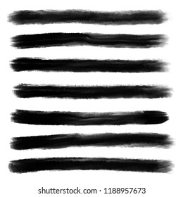 Hand drawn striped pattern. Monochrome horizontal ink brush strokes texture.