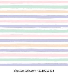 Hand drawn striped pattern, pastel stripe seamless background, childish pastel brush strokes. vector grunge stripes