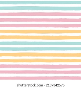 Hand drawn striped pattern, pastel stripe seamless background, childish pastel brush strokes. vector grunge stripes