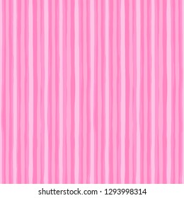 Hand drawn striped pattern, pink baby stripe seamless background, for wrapping, wallpaper, textile. paint ink brush strokes.