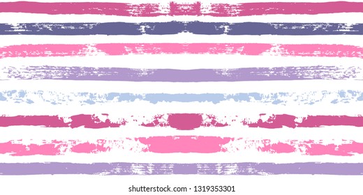 Hand drawn striped pattern, pink girly stripe seamless background, for wrapping, wallpaper, textile. paint ink brush strokes. vector grunge stripes, cute baby paintbrush line backdrop