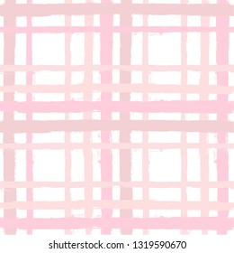 Hand drawn striped pattern, pink girly stripe seamless background, for wrapping, wallpaper, textile. paint ink brush strokes. vector grunge stripes, cute baby paintbrush line backdrop