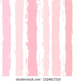 Hand drawn striped pattern, pink girly stripe seamless background, for wrapping, wallpaper, textile. paint ink brush strokes. vector grunge stripes, cute baby paintbrush line backdrop