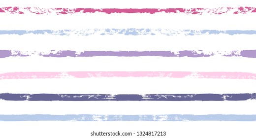 Hand drawn striped pattern, pink girly stripe seamless background, for wrapping, wallpaper, textile. paint ink brush strokes. vector grunge stripes, cute baby paintbrush line backdrop