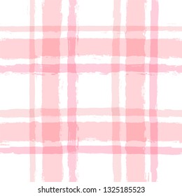 Hand drawn striped pattern, pink girly stripe seamless background, for wrapping, wallpaper, textile. paint ink brush strokes. vector grunge stripes, cute baby paintbrush line backdrop