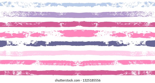 Hand drawn striped pattern, pink girly stripe seamless background, for wrapping, wallpaper, textile. paint ink brush strokes. vector grunge stripes, cute baby paintbrush line backdrop