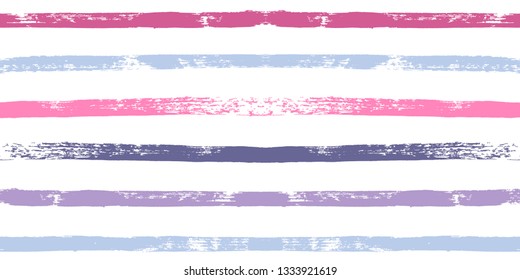 Hand drawn striped pattern, pink girly stripe seamless background, for wrapping, wallpaper, textile. paint ink brush strokes. vector grunge stripes, cute baby paintbrush line backdrop