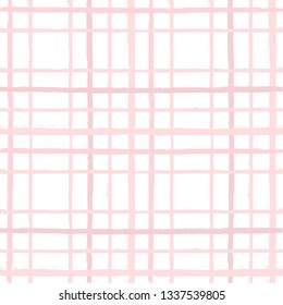 Hand drawn striped pattern, pink girly stripe seamless background, for wrapping, wallpaper, textile. paint ink brush strokes. vector grunge stripes, cute baby paintbrush line backdrop