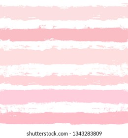 Hand drawn striped pattern, pink girly stripe seamless background, for wrapping, wallpaper, textile. paint ink brush strokes. vector grunge stripes, cute baby paintbrush line backdrop