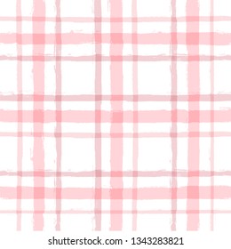 Hand drawn striped pattern, pink girly stripe seamless background, for wrapping, wallpaper, textile. paint ink brush strokes. vector grunge stripes, cute baby paintbrush line backdrop