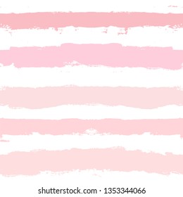 Hand drawn striped pattern, pink girly stripe seamless background, for wrapping, wallpaper, textile. paint ink brush strokes. vector grunge stripes, cute baby paintbrush line backdrop