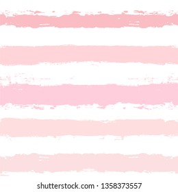 Hand drawn striped pattern, pink girly stripe seamless background, for wrapping, wallpaper, textile. paint ink brush strokes. vector grunge stripes, cute baby paintbrush line backdrop