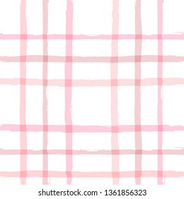 Hand drawn striped pattern, pink girly stripe  background, for wrapping, wallpaper, textile. paint ink brush strokes. vector grunge stripes, cute baby paintbrush line backdrop