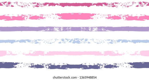 Hand drawn striped pattern, pink girly stripe seamless background, for wrapping, wallpaper, textile. paint ink brush strokes. vector grunge stripes, cute baby paintbrush line backdrop