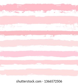 Hand drawn striped pattern, pink girly stripe seamless background, for wrapping, wallpaper, textile. paint ink brush strokes. vector grunge stripes, cute baby paintbrush line backdrop