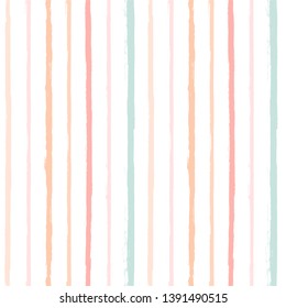 Hand drawn striped pattern, pink girly stripe seamless background, for wrapping, wallpaper, textile. paint ink brush strokes. vector grunge stripes, cute baby paintbrush line backdrop