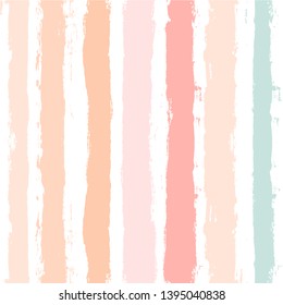 Hand drawn striped pattern, pink girly stripe seamless background, for wrapping, wallpaper, textile. paint ink brush strokes. vector grunge stripes, cute baby paintbrush line backdrop