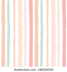 Hand drawn striped pattern, pink girly stripe seamless background, for wrapping, wallpaper, textile. paint ink brush strokes. vector grunge stripes, cute baby paintbrush line backdrop