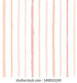 Hand drawn striped pattern, pink girly stripe seamless background, for wrapping, wallpaper, textile. paint ink brush strokes. vector grunge stripes, cute baby paintbrush line backdrop