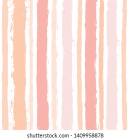 Hand drawn striped pattern, pink girly stripe seamless background, for wrapping, wallpaper, textile. paint ink brush strokes. vector grunge stripes, cute baby paintbrush line backdrop