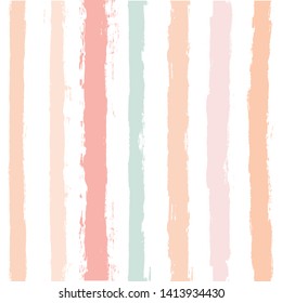 Hand drawn striped pattern, pink girly stripe seamless background, for wrapping, wallpaper, textile. paint ink brush strokes. vector grunge stripes, cute baby paintbrush line backdrop