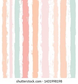 Hand drawn striped pattern, pink girly stripe seamless background, for wrapping, wallpaper, textile. paint ink brush strokes. vector grunge stripes, cute baby paintbrush line backdrop