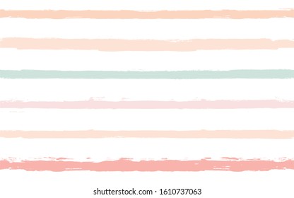 Hand drawn striped pattern, pink, orange and green girly stripe seamless background, childish pastel brush strokes. vector grunge stripes, cute baby paintbrush line backdrop