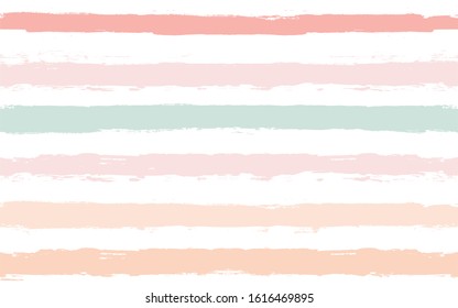 Hand drawn striped pattern, pink, orange and green girly stripe seamless background, childish pastel brush strokes. vector grunge stripes, cute baby paintbrush line backdrop