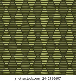 rombo a rayas dibujado a mano. fondo repetitivo verde del ejército. patrón sin costuras vector. muestra de tela geométrica. papel de envoltura. plantilla de diseño continuo para textil, lino, decoración del hogar