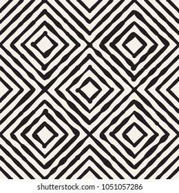 Hand drawn striped seamless pattern with brushstrokes tiling. Abstract freehand stilish texture for print