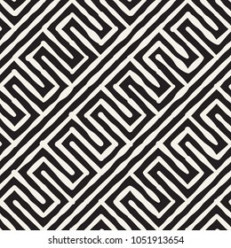 Hand drawn striped seamless pattern with brushstrokes tiling. Abstract freehand stilish texture for print