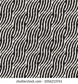 Hand drawn striped seamless pattern with brushstrokes tiling. Abstract freehand stilish texture for print