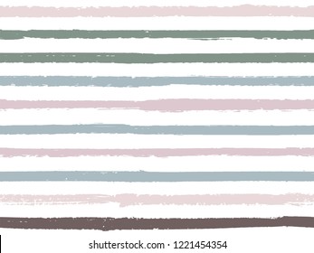 Hand drawn striped seamless pattern vintage background for sailor. Painted stripes in watercolor style vector. Funky fashion texture linen textile background. Cool seamless striped pattern.