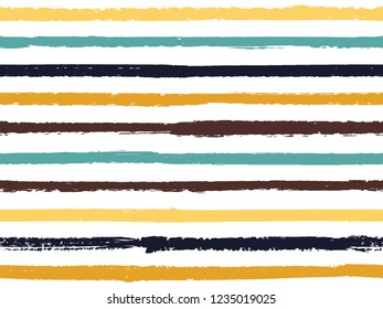 Hand drawn striped seamless pattern vintage background for wrapping. Paint stripes in watercolor style vector. Grunge fashion texture linen fabric background. Cool seamless striped pattern.
