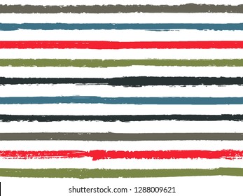 Hand drawn striped seamless pattern vintage background for wrapping. Paint stripes in watercolor style vector. Trendy fashion texture linen textile background. Cool seamless striped pattern.