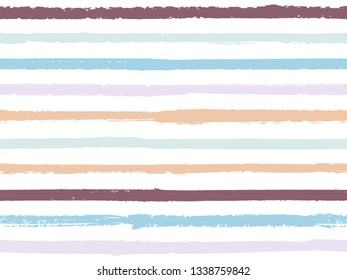 Hand drawn striped seamless pattern vintage background for textile. Ink stripes in watercolor style vector. Funky fashion texture linen textile background. Hand drawn seamless striped pattern.