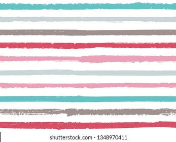 Hand drawn striped seamless pattern vintage background for textile. Ink stripes in watercolor style vector. Grunge fashion texture linen fabric background. Cool seamless striped pattern.