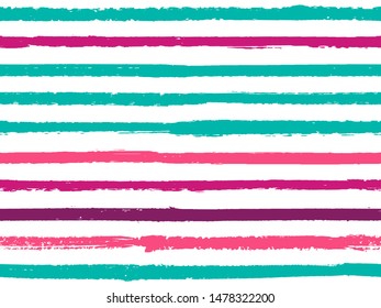 Hand drawn striped seamless pattern vintage background for textile. Paint stripes in watercolor style vector. Trendy fashion texture linen fabric background. Cool seamless striped pattern.