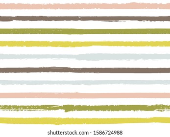 Hand drawn striped seamless pattern vintage background for textile. Ink stripes lines watercolor vector. Trendy fashion texture linen fabric background. Hand drawn seamless striped pattern.