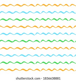 Hand drawn striped seamless pattern. Colored horizontal brush strokes texture.