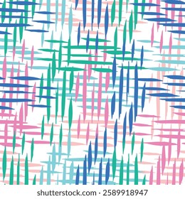 Hand drawn striped seamless pattern, grunge colorful multi stripes background. Mulri colored bold brush strokes seamless pattern. 