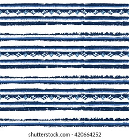 Hand drawn striped seamless pattern,  tribal vintage background, ethnic print for wrapping, wallpaper, textile